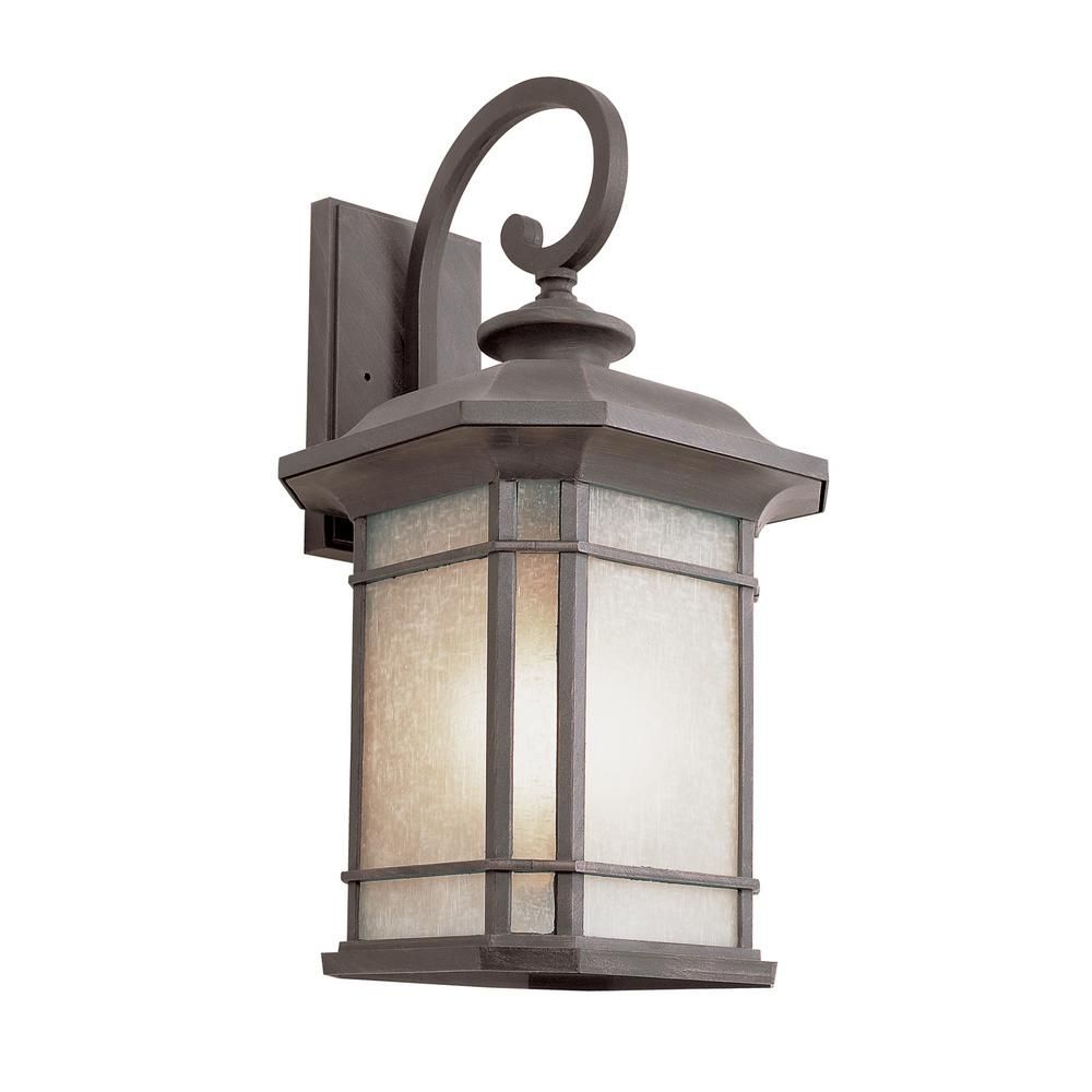 Bel Air Lighting 1 Light Fluorescent Outdoor Rust Wall Lantern With Throughout Stained Glass Outdoor Wall Lights (Photo 6 of 15)