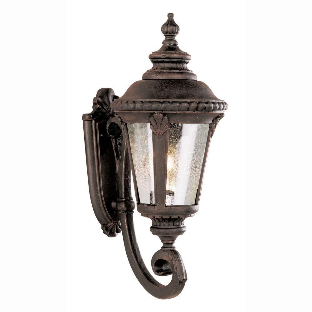 Bel Air Lighting Breeze Way 1 Light Outdoor Rust Coach Lantern With Pertaining To Outdoor Wall Lighting With Seeded Glass (Photo 15 of 15)