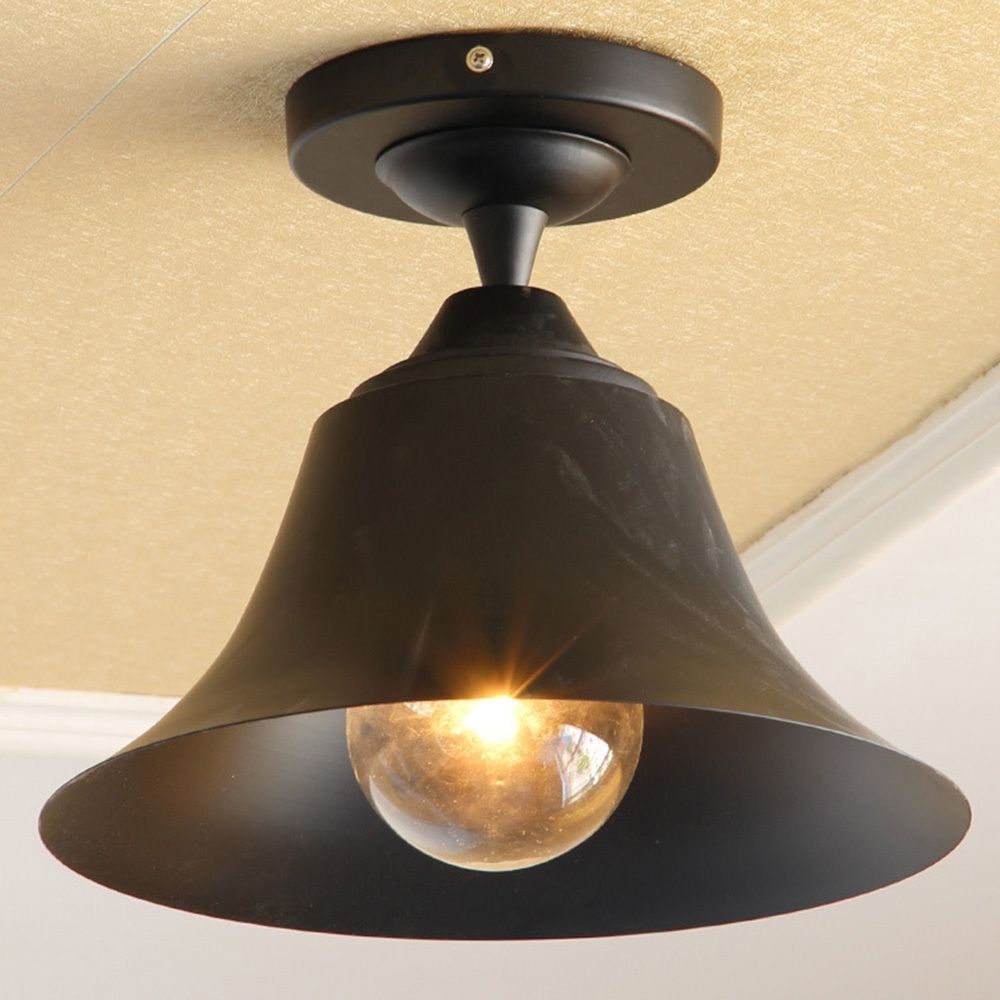Bell Shape Outdoor Ceiling Lights Vintage Classic Black Indoor Pertaining To Vintage Outdoor Ceiling Lights (Photo 2 of 15)