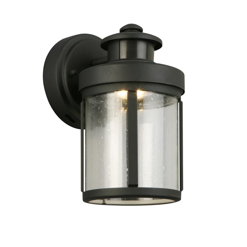 Black Motion Sensor Outdoor Integrated Led Small Wall Mount Lantern Intended For Hampton Bay Outdoor Lighting At Wayfair (Photo 4 of 15)
