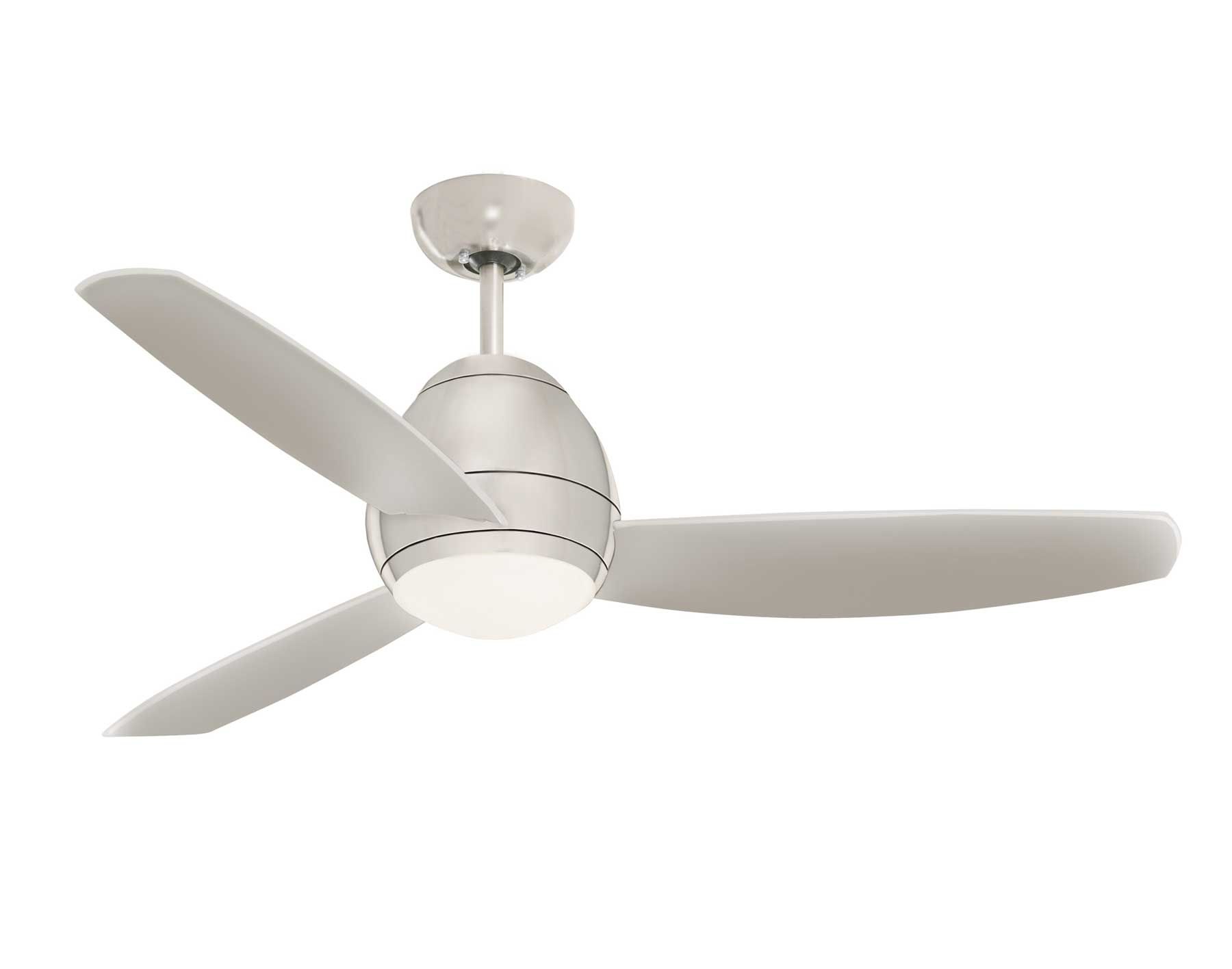 Brushed Steel Avruc Outdoor Ceiling Fan W/ Light In White Outdoor Ceiling Lights (View 15 of 15)