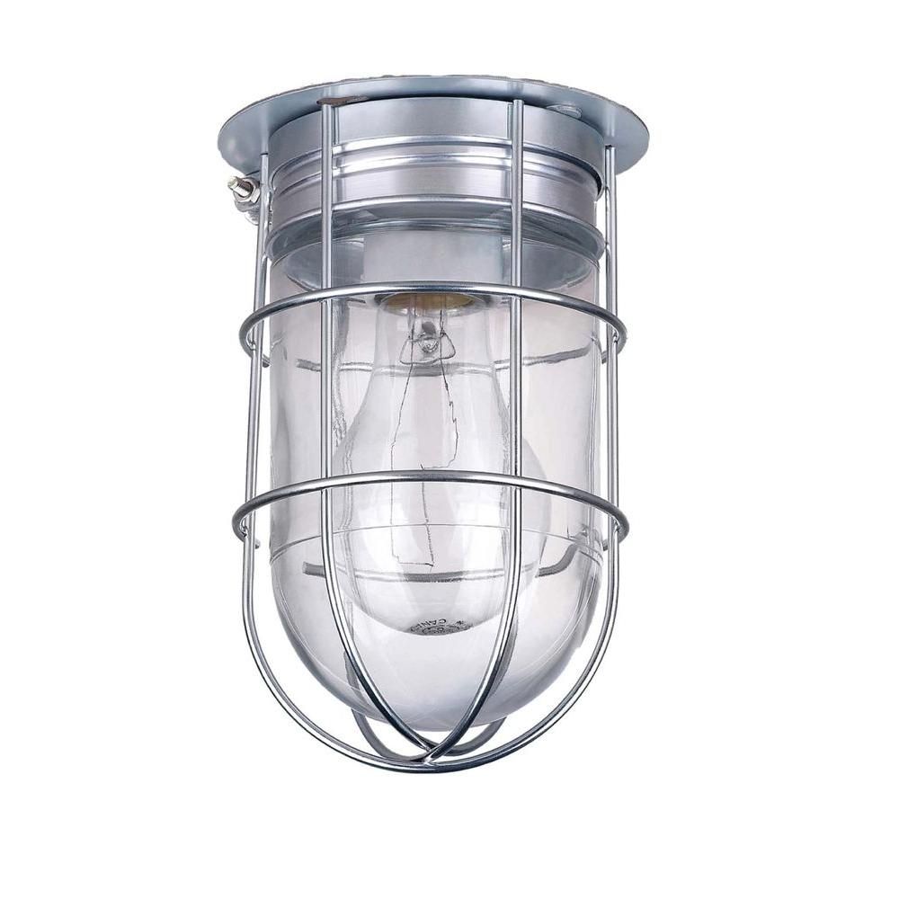 Canarm All Weather 1 Light Pewter Outdoor Ceiling Mount With Clear In Outdoor Ceiling Lights At Home Depot (View 7 of 15)