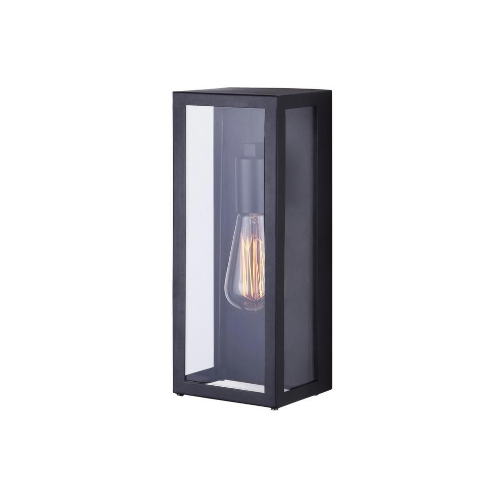 Canarm Galia 1 Light Black Outdoor Wall Light With Clear Glass Throughout Rectangle Outdoor Wall Lights (Photo 1 of 15)
