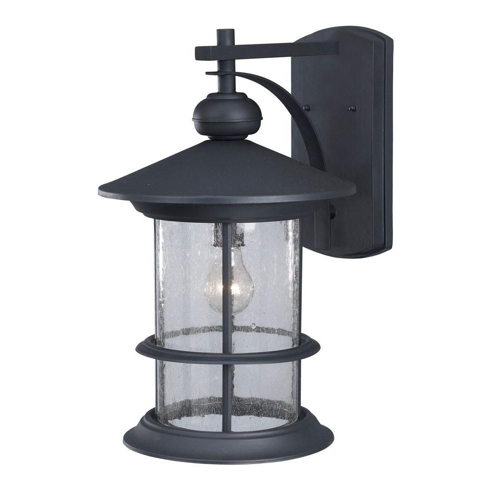 Canarm Ryder 1 Light Black Outdoor Wall Lantern With Seeded Glass Inside Outdoor Wall Lighting With Seeded Glass (View 10 of 15)
