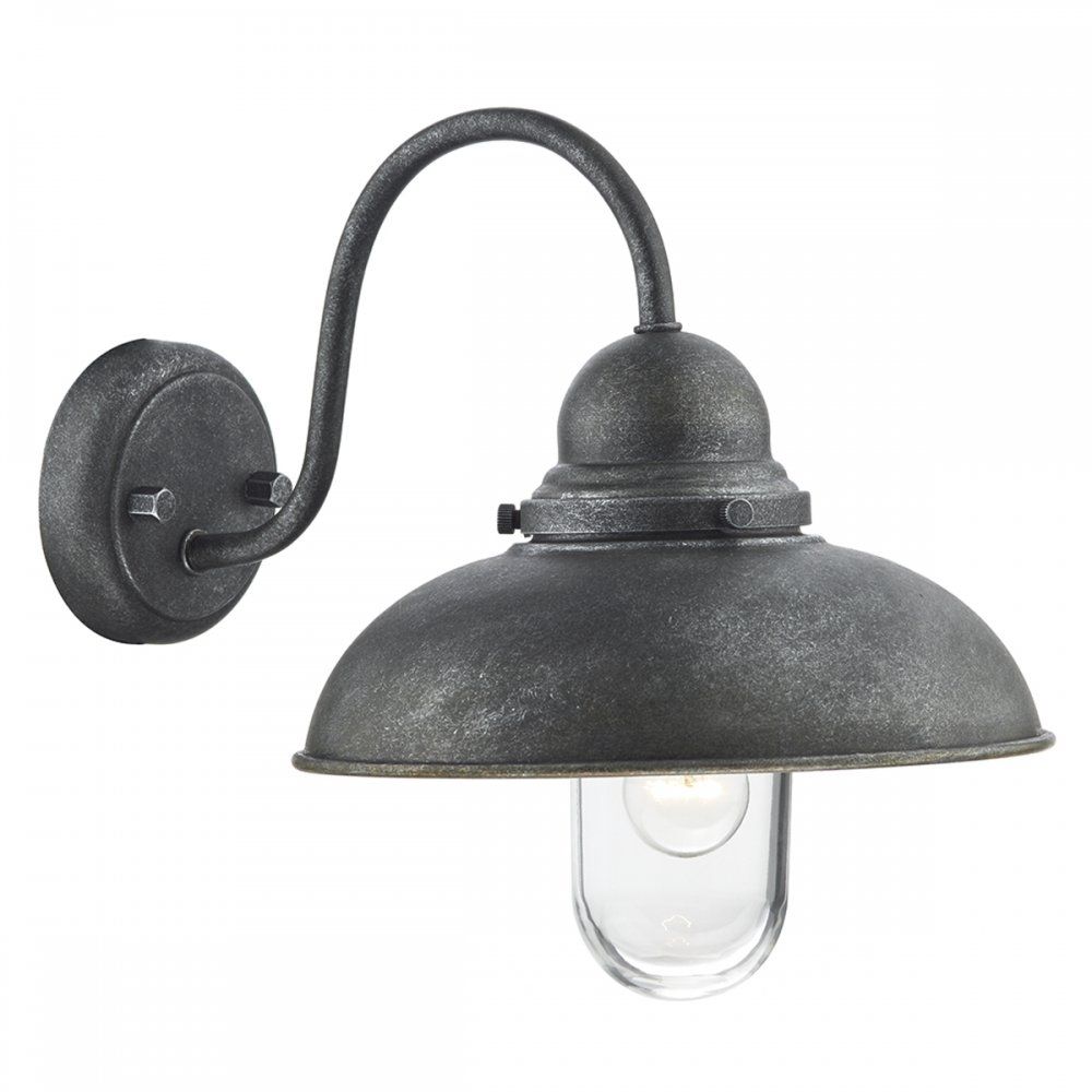 Dar Lighting Dynamo 1 Light Industrial Vintage Wall Light Aged Iron With Industrial Outdoor Wall Lighting (Photo 2 of 15)