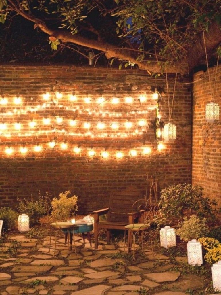 Diy : Brick Wall Design With Enticing String Lights And Stone Floor Pertaining To Outdoor Hanging String Lights From Australia (Photo 5 of 15)