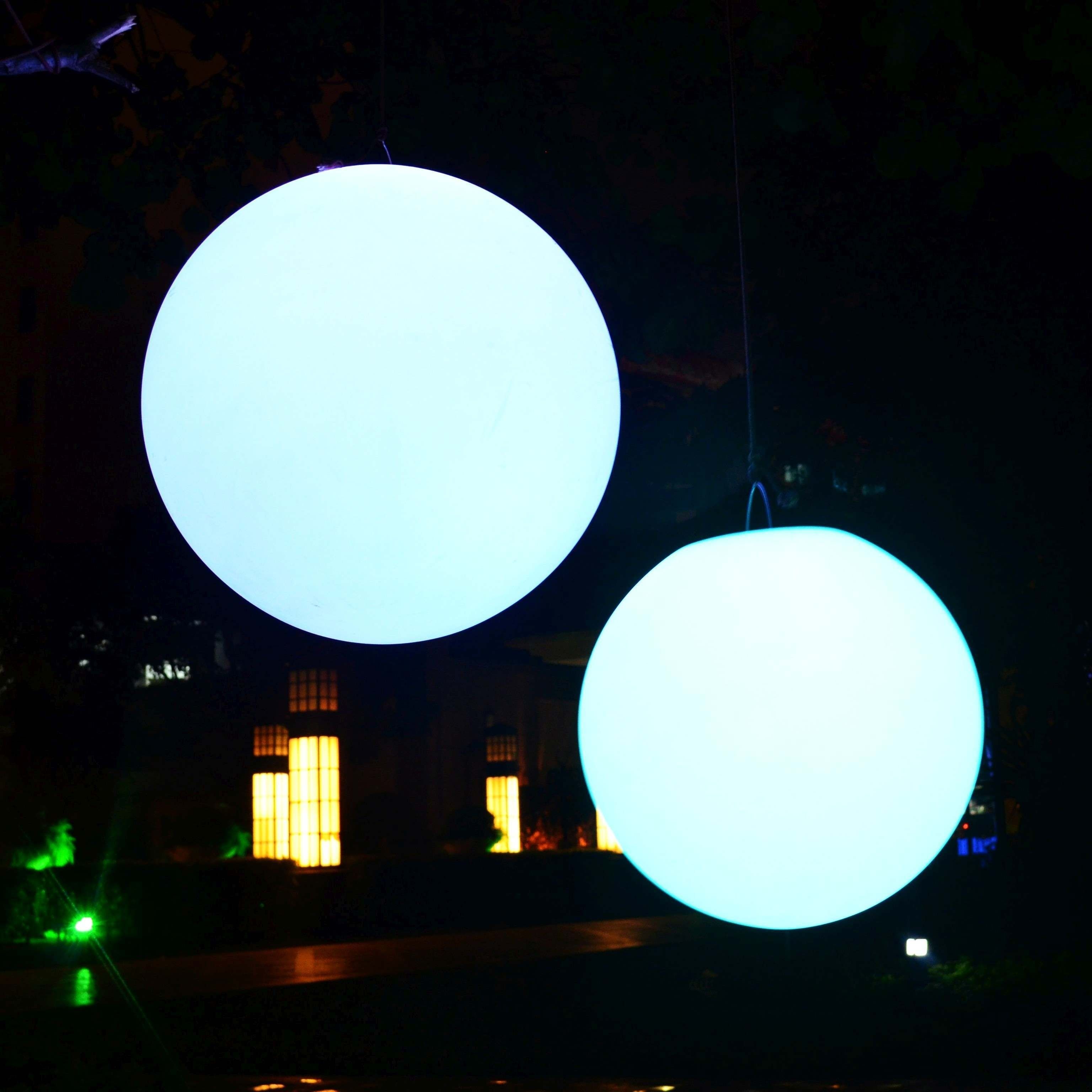 Diy : Giant Led Floating Pool Ball Lights Green Outdoor Hanging Bulb Regarding Outdoor Hanging Globe Lights (Photo 3 of 15)