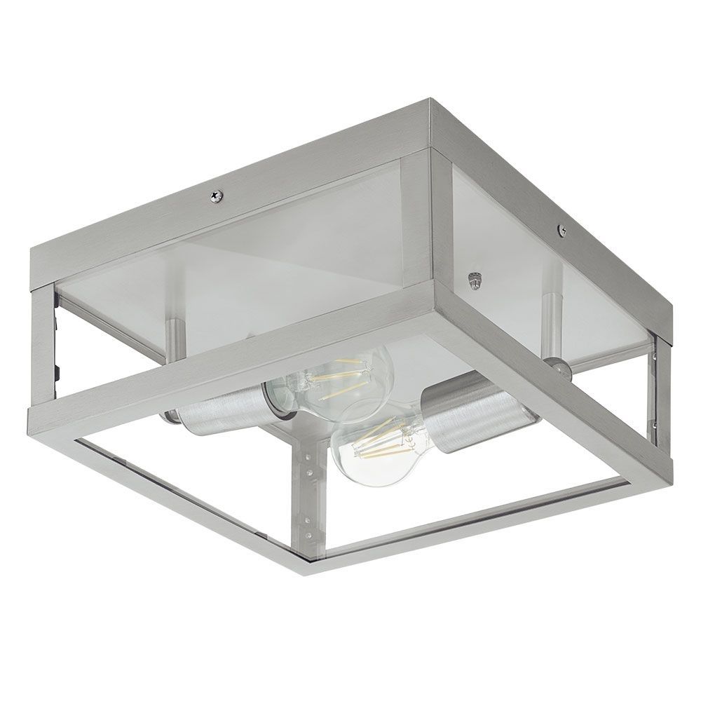 Eglo 94828 Alamonte Stainless Steel Box Frame Wall Light Throughout Stainless Steel Outdoor Ceiling Lights (Photo 4 of 15)