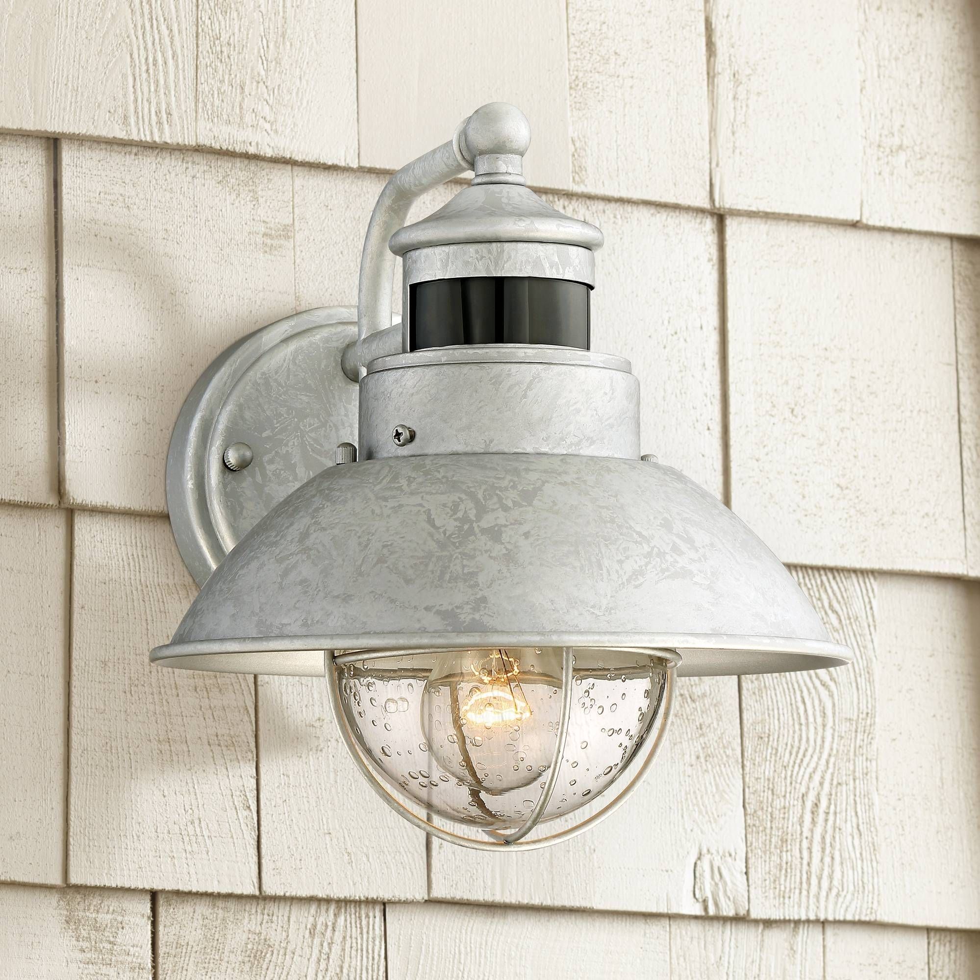 Fallbrook 9"h Galvanized Dusk To Dawn Motion Outdoor Light | Dusk Throughout Lamps Plus Outdoor Ceiling Lights (View 5 of 15)