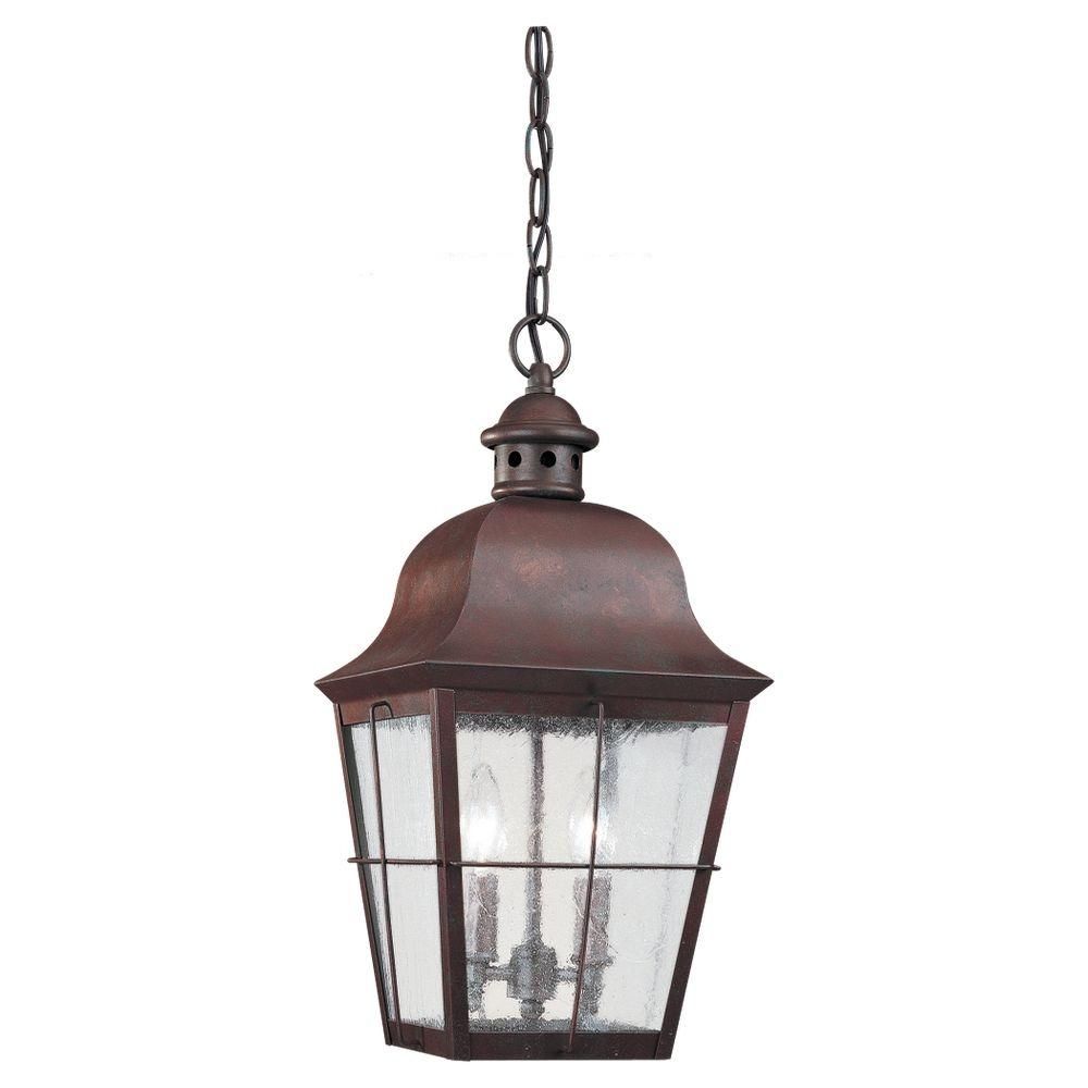 Fireplace : Sea Gull Lighting Chatham Light Weathered Copper Outdoor In Large Outdoor Hanging Lights (Photo 14 of 15)