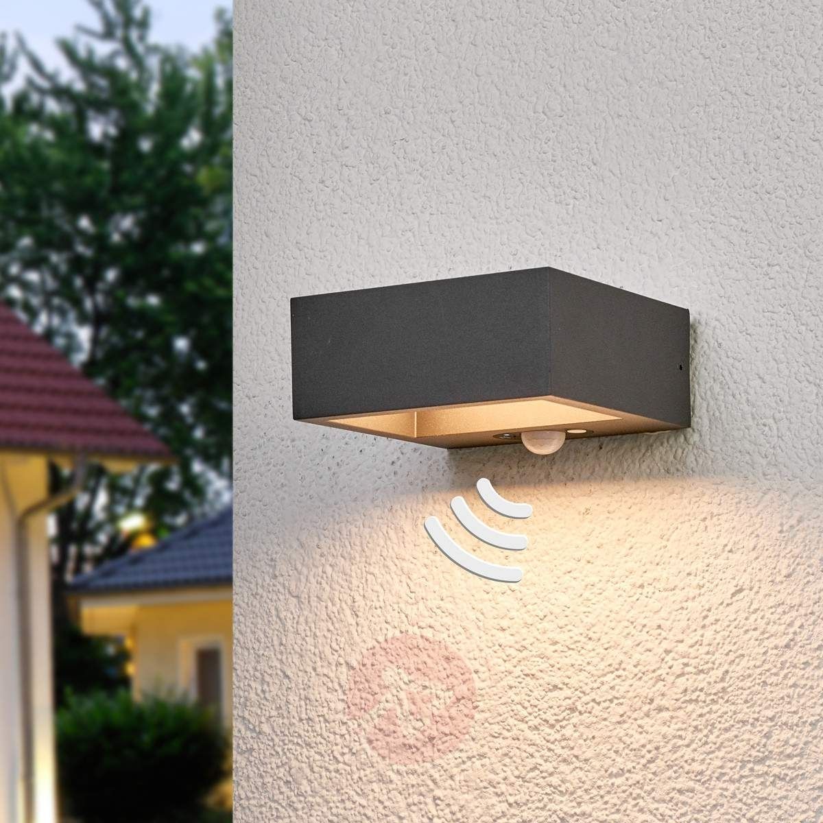 Furniture : Solar Powered Led Outdoor Wall Light Mahra Sensor Black Within Pir Solar Outdoor Wall Lights (View 8 of 15)