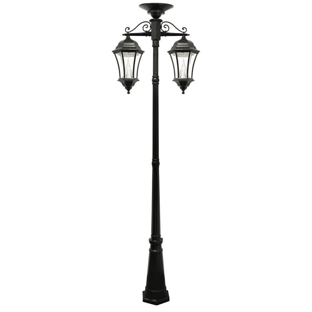 Gama Sonic Victorian Series 2 Head Downward Hanging Black Integrated Within Outdoor Hanging Post Lights (Photo 4 of 15)