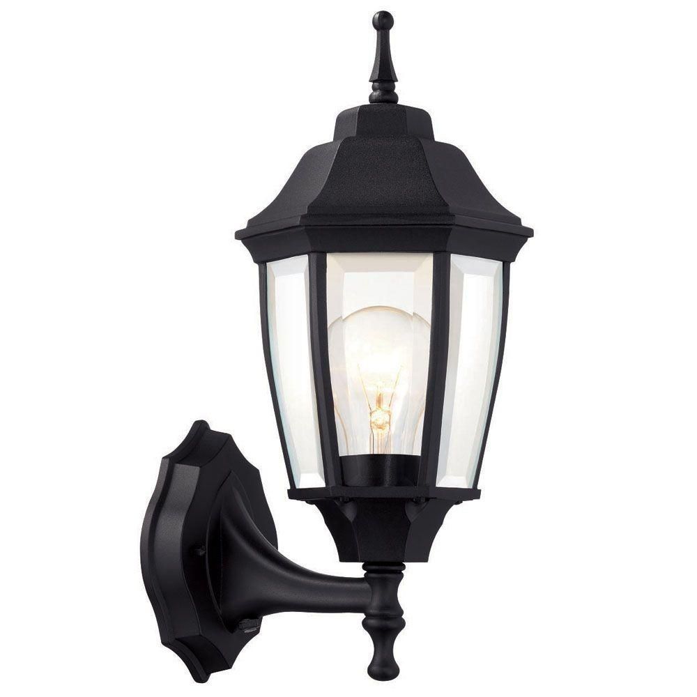 Hampton Bay 1 Light Black Dusk To Dawn Outdoor Wall Lantern Bpp1611 For Outdoor Wall Lighting With Dusk To Dawn (Photo 2 of 15)