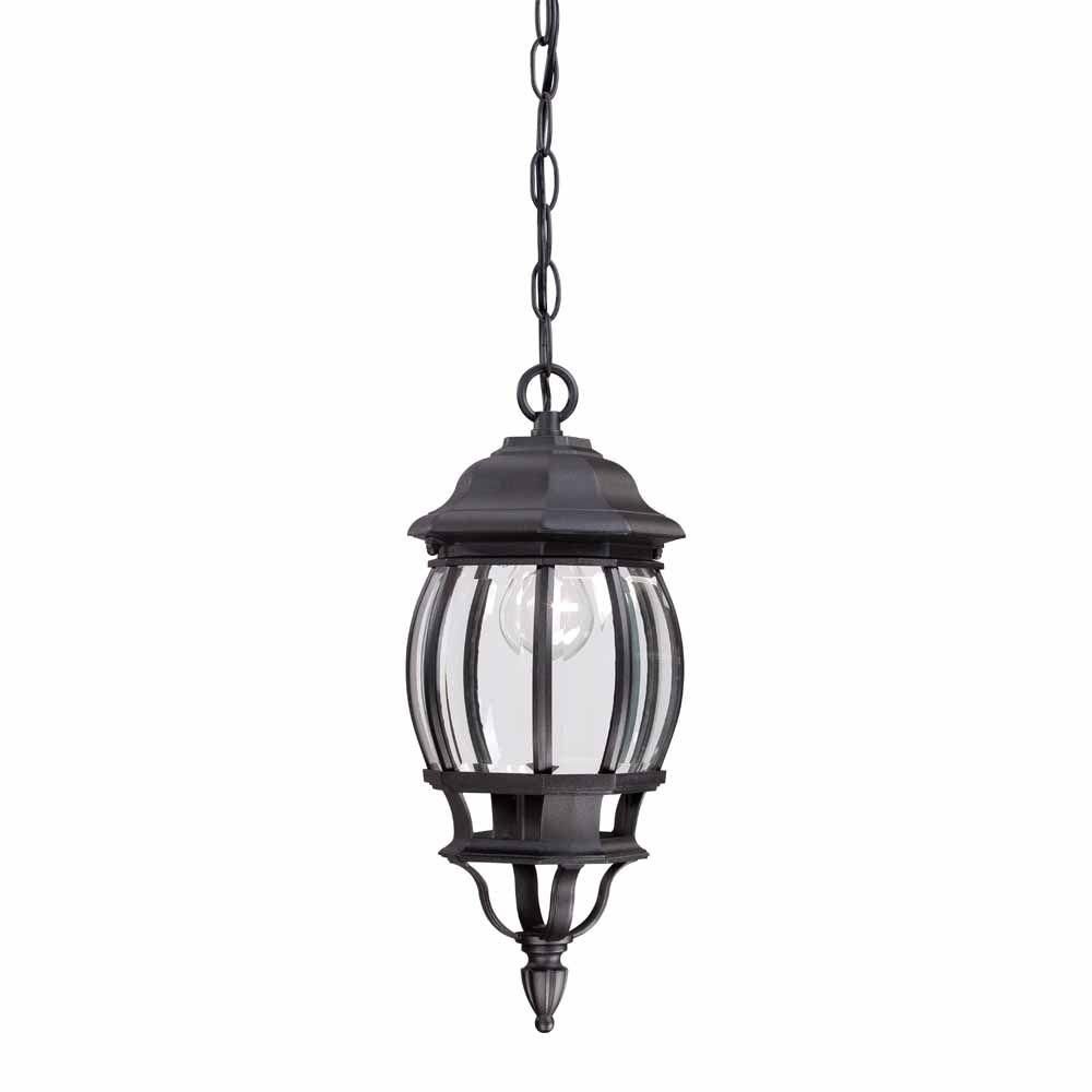 Hampton Bay 1 Light Black Outdoor Hanging Lantern Hb7030 05 – The With White Outdoor Hanging Lights (Photo 10 of 15)