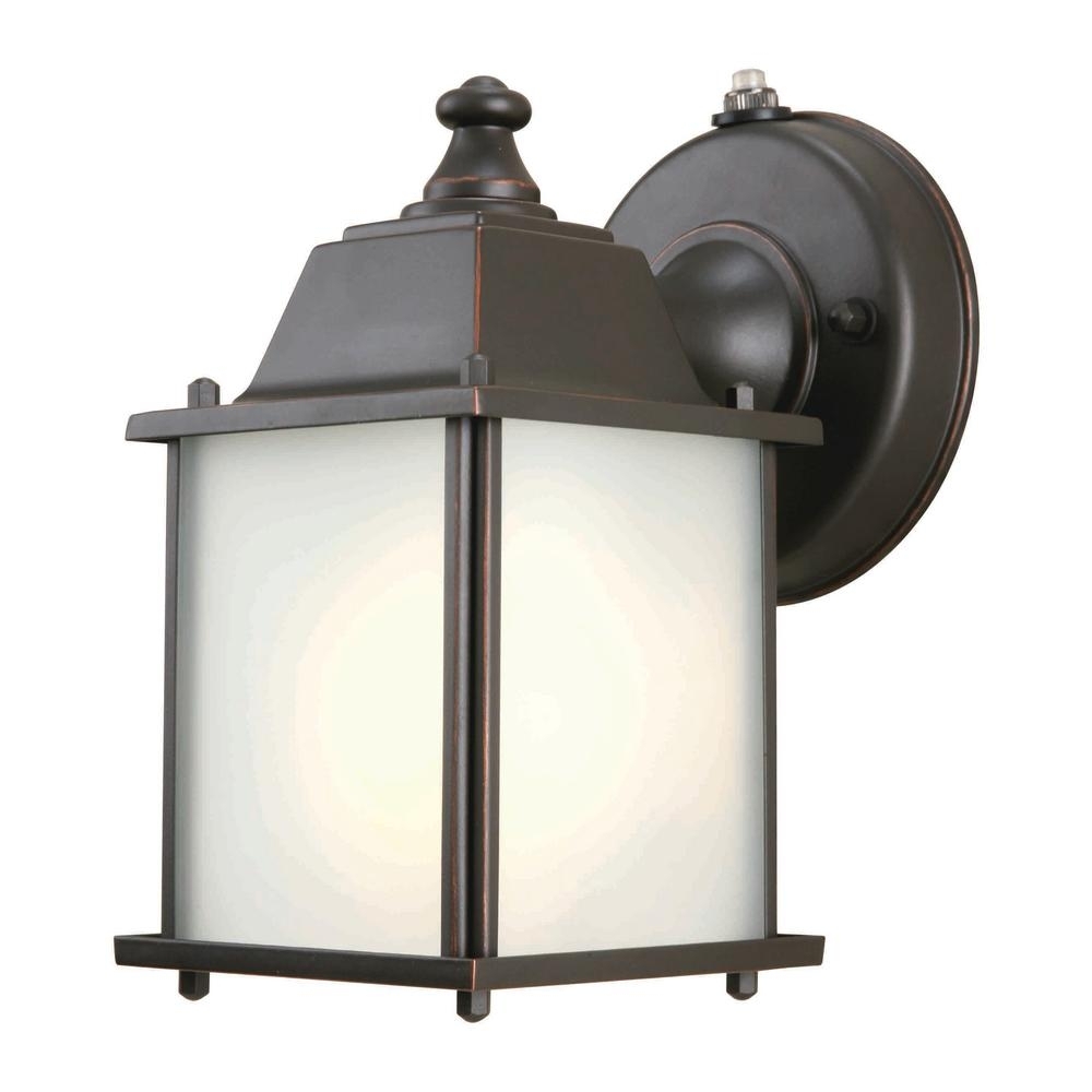 Hampton Bay 1 Light Oil Rubbed Bronze Outdoor Dusk To Dawn Wall Intended For Dusk To Dawn Outdoor Wall Lighting Fixtures (Photo 1 of 15)