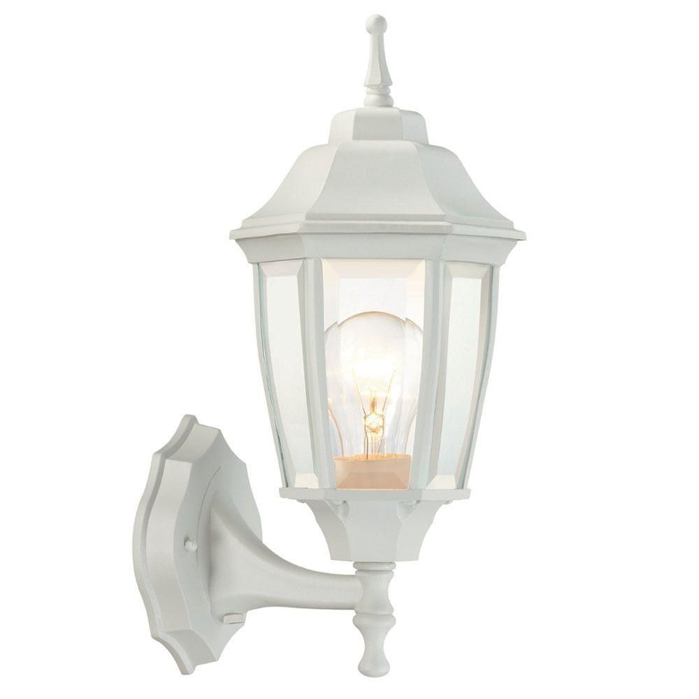Hampton Bay 1 Light White Outdoor Dusk To Dawn Wall Lantern Bpp1611 In White Outdoor Wall Mounted Lighting (View 7 of 15)