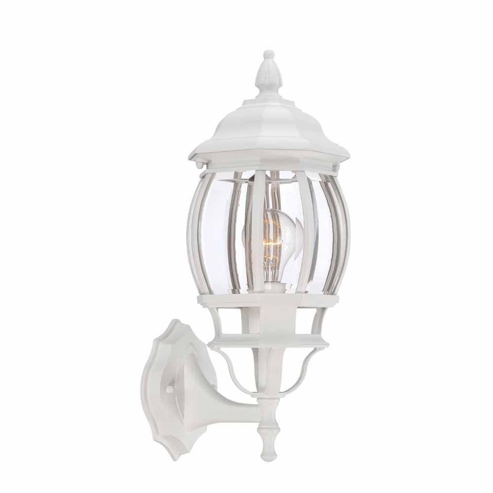 Hampton Bay 1 Light White Outdoor Wall Lantern Hb7027 06 – The Home Throughout White Outdoor Wall Mounted Lighting (View 3 of 15)