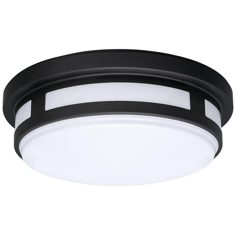 Hampton Bay 11 In. Round Black Integrated Led Outdoor Flush Mount Throughout Outdoor Ceiling Mount Led Lights (Photo 10 of 15)