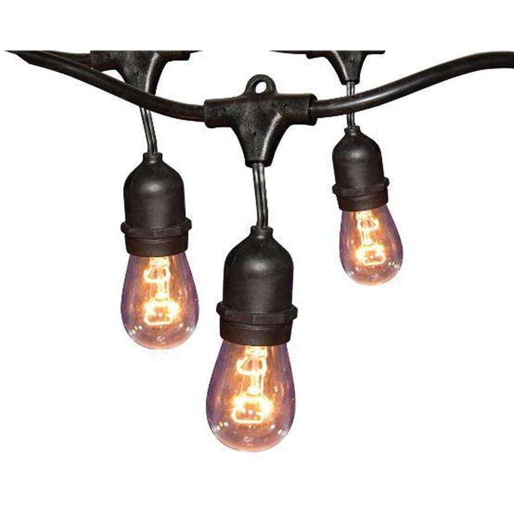 Hampton Bay 12 Light 24 Ft. Black Commercial String Light Gls 14j2 Throughout Hampton Bay Outdoor Lighting And Lamps (Photo 14 of 15)