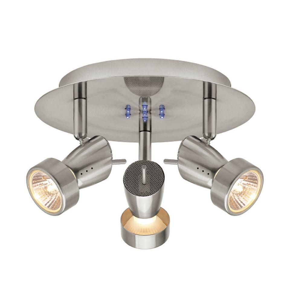 Hampton Bay 3 Light Brushed Nickel Semi Flush Mount Directional With Regard To Outdoor Directional Ceiling Lights (Photo 2 of 15)