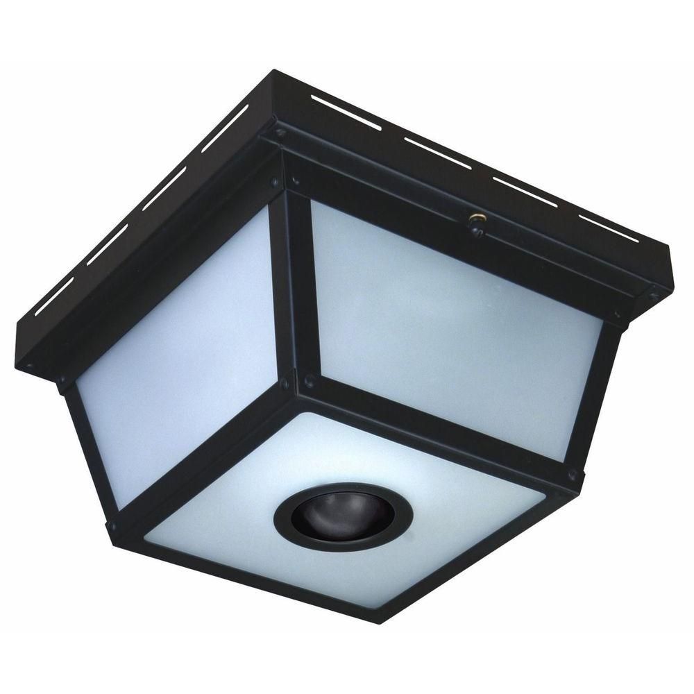 Hampton Bay 360° Square 4 Light Black Motion Sensing Outdoor Flush Intended For Hampton Bay Outdoor Ceiling Lights (View 2 of 15)