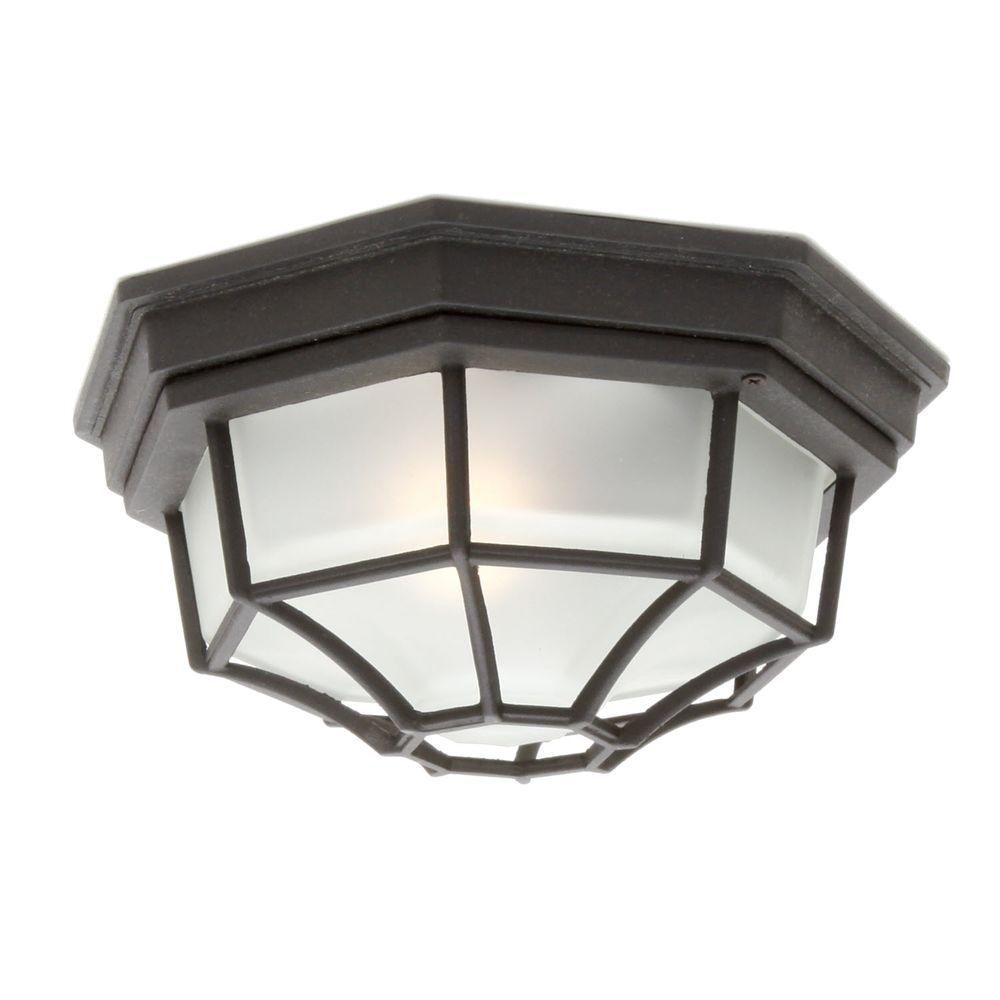 Hampton Bay Black Outdoor Flushmount Hb7072p 05 – The Home Depot Intended For Hampton Bay Outdoor Ceiling Lights (Photo 14 of 15)