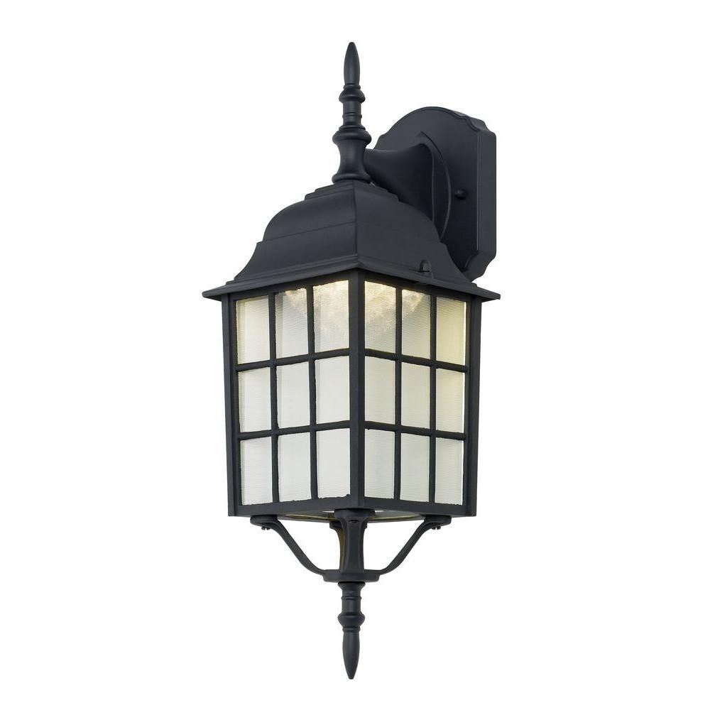 Hampton Bay Black Outdoor Led Wall Lantern 1000711845 – The Home Depot For Led Outdoor Wall Lighting At Home Depot (Photo 2 of 15)