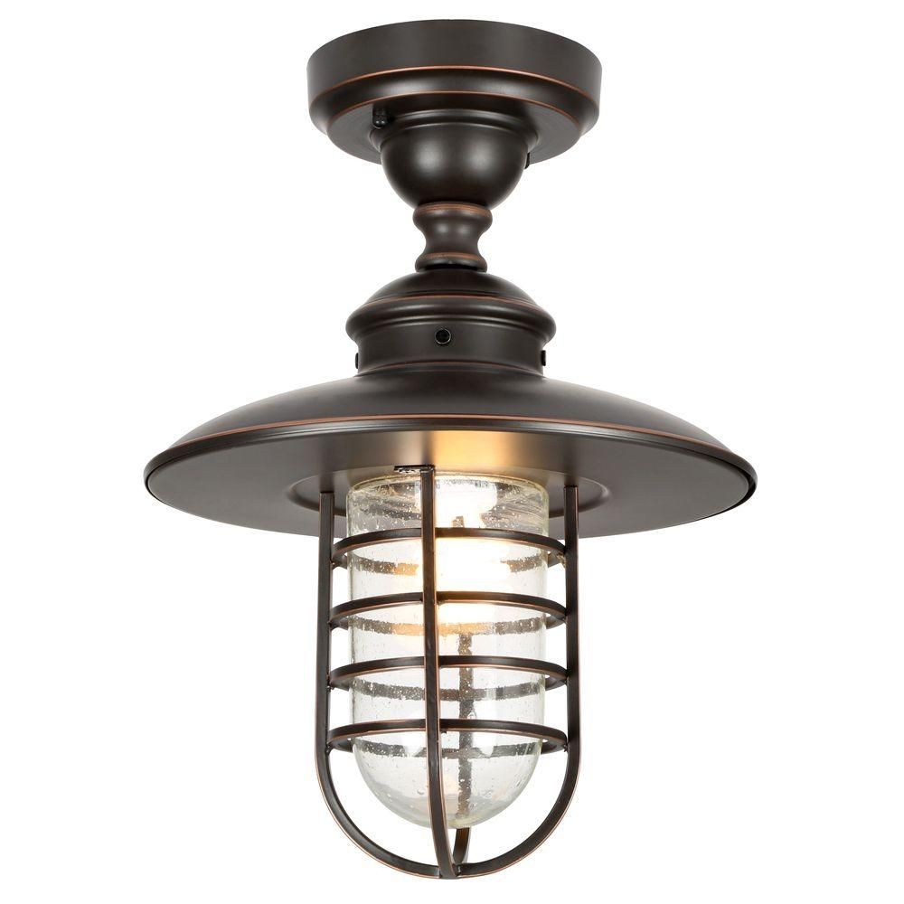 Hampton Bay Dual Purpose 1 Light Outdoor Hanging Oil Rubbed Bronze Pertaining To Unique Outdoor Ceiling Lights (View 11 of 15)