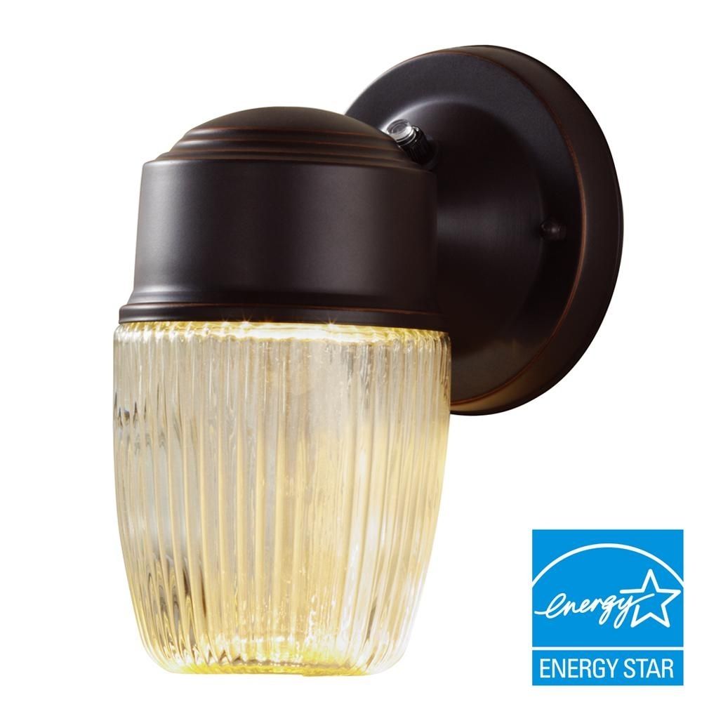 Hampton Bay Dusk To Dawn Oil Rubbed Bronze Led Outdoor Wall Lantern Inside Dusk To Dawn Led Outdoor Wall Lights (Photo 4 of 15)