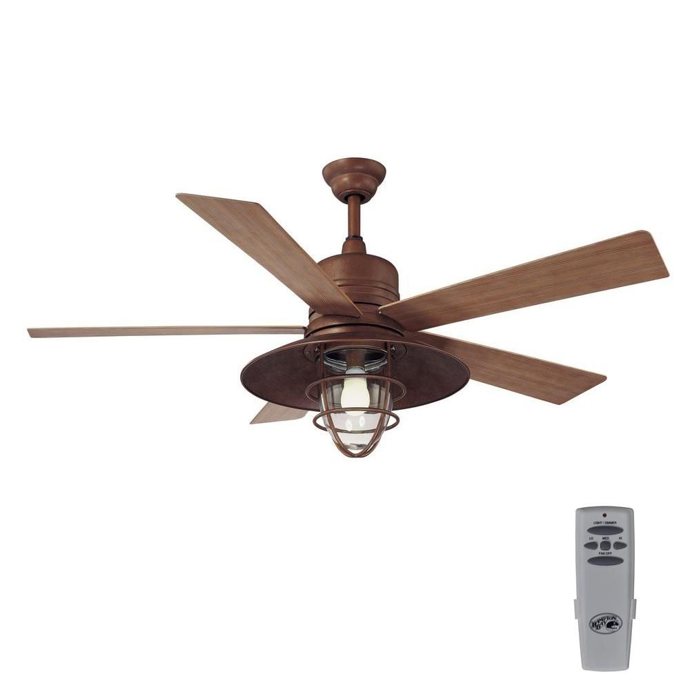 Hampton Bay Metro 54 In. Indoor/outdoor Rustic Copper Ceiling Fan Throughout Outdoor Ceiling Fans With Remote Control Lights (Photo 4 of 15)
