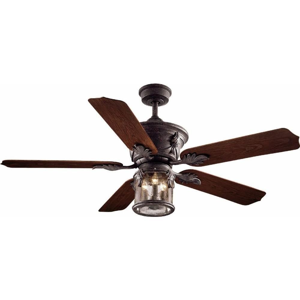 Hampton Bay Milton 52 In. Indoor/outdoor Oxide Bronze Patina Ceiling With Regard To Outdoor Ceiling Fans With Lights (Photo 3 of 15)