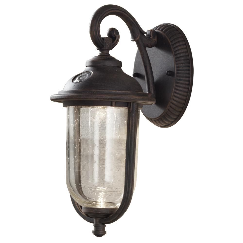 Hampton Bay Perdido Rustic Bronze Outdoor Integrated Led 6 In. Wall Pertaining To Outdoor Wall Lighting With Photocell (Photo 5 of 15)