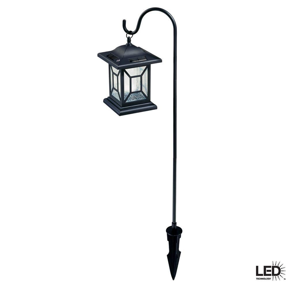 Hampton Bay Solar Black Outdoor Integrated Led Diamond Shepard Hook Pertaining To Solar Driveway Lights At Home Depot (View 3 of 15)