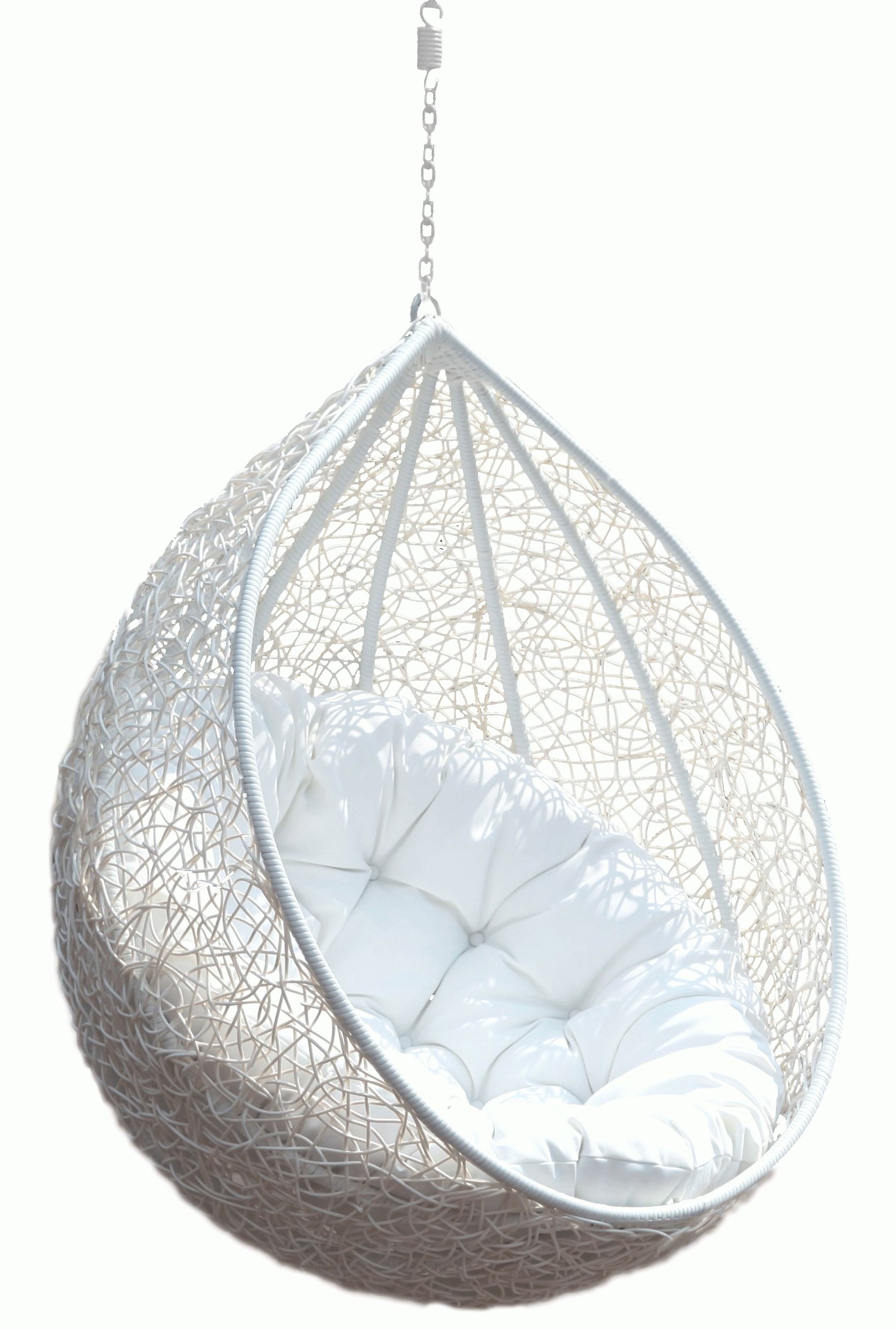 Hanging Chair Rattan Egg White Half Teardrop Wicker Hanging Chair Intended For Outdoor Hanging Wicker Lights (View 13 of 15)
