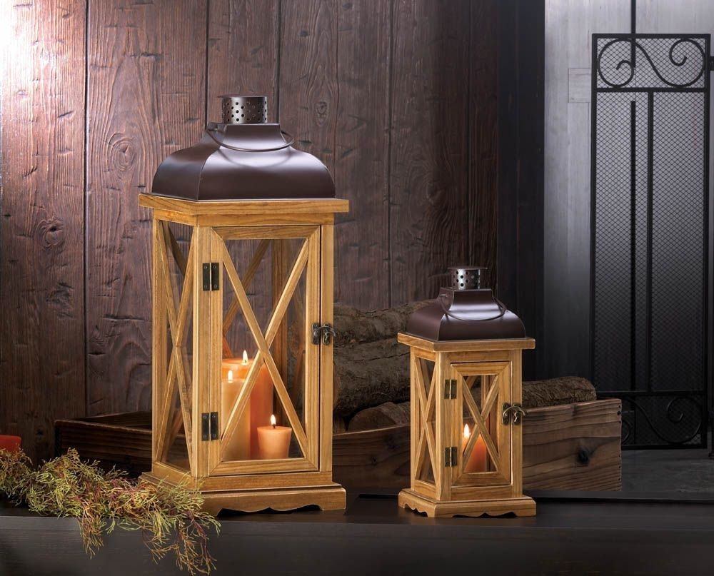 Hayloft Large Wooden Candle Lantern Wholesale At Koehler Home Decor Inside Outdoor Hanging Candle Lanterns At Wholesale (View 9 of 15)