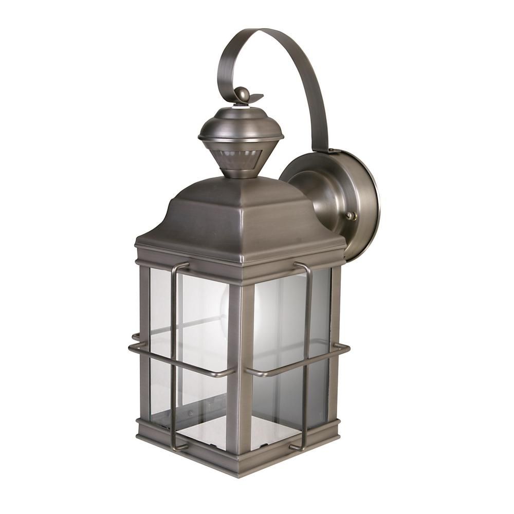 Heath Zenith 1 Light Brushed Nickel Motion Activated Outdoor Wall For Heath Zenith Outdoor Wall Lighting (View 6 of 15)