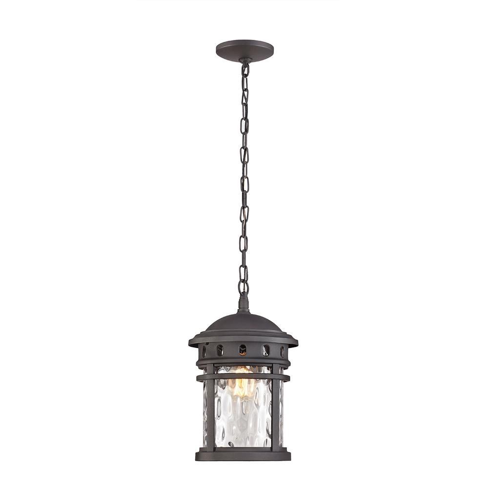 Home Decorators Collection 1 Light Black Outdoor Pendant C2374 – The Within Outdoor Hanging Lights At Home Depot (View 3 of 15)