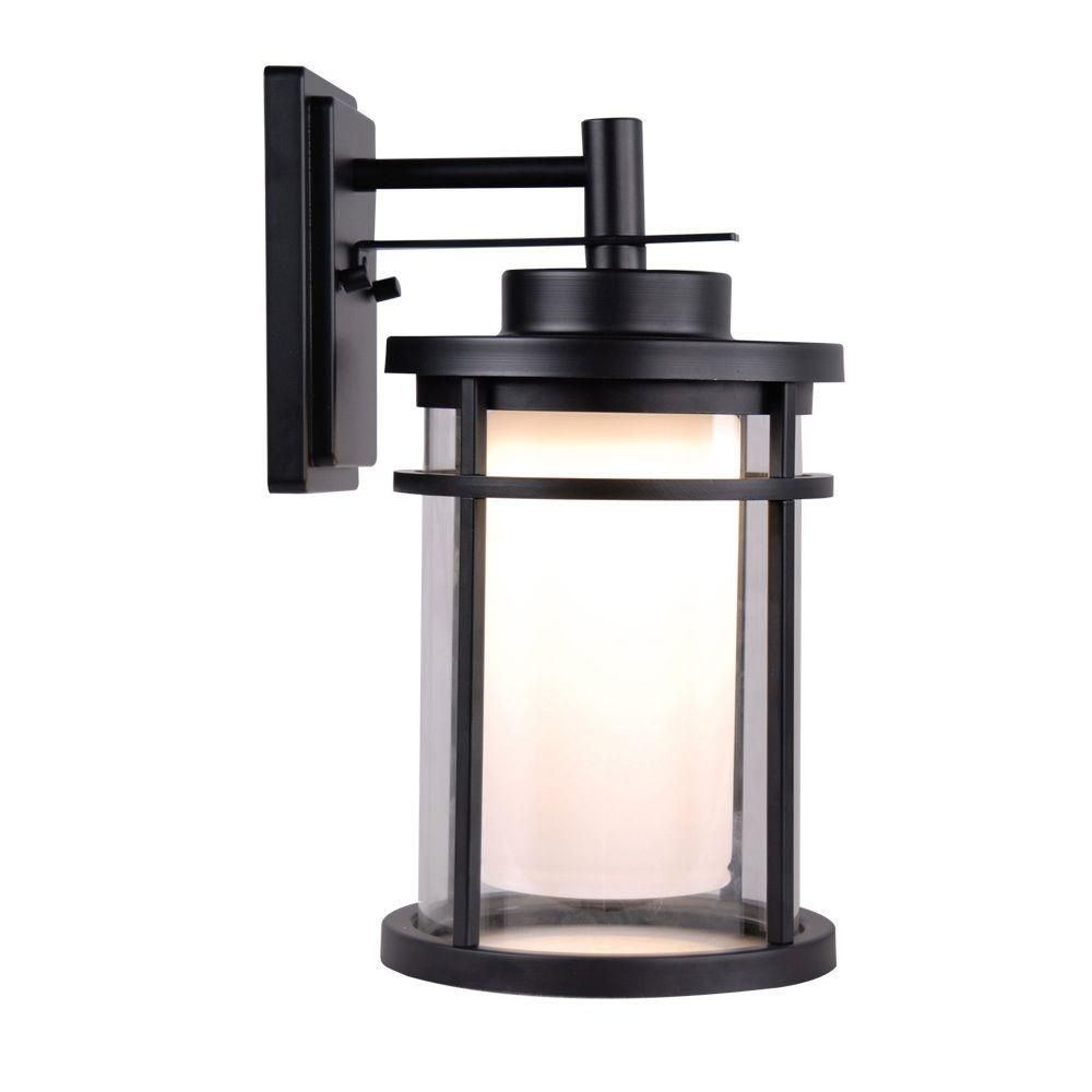 Home Decorators Collection Black Outdoor Led Medium Wall Light Pertaining To Led Outdoor Wall Lighting At Home Depot (Photo 1 of 15)