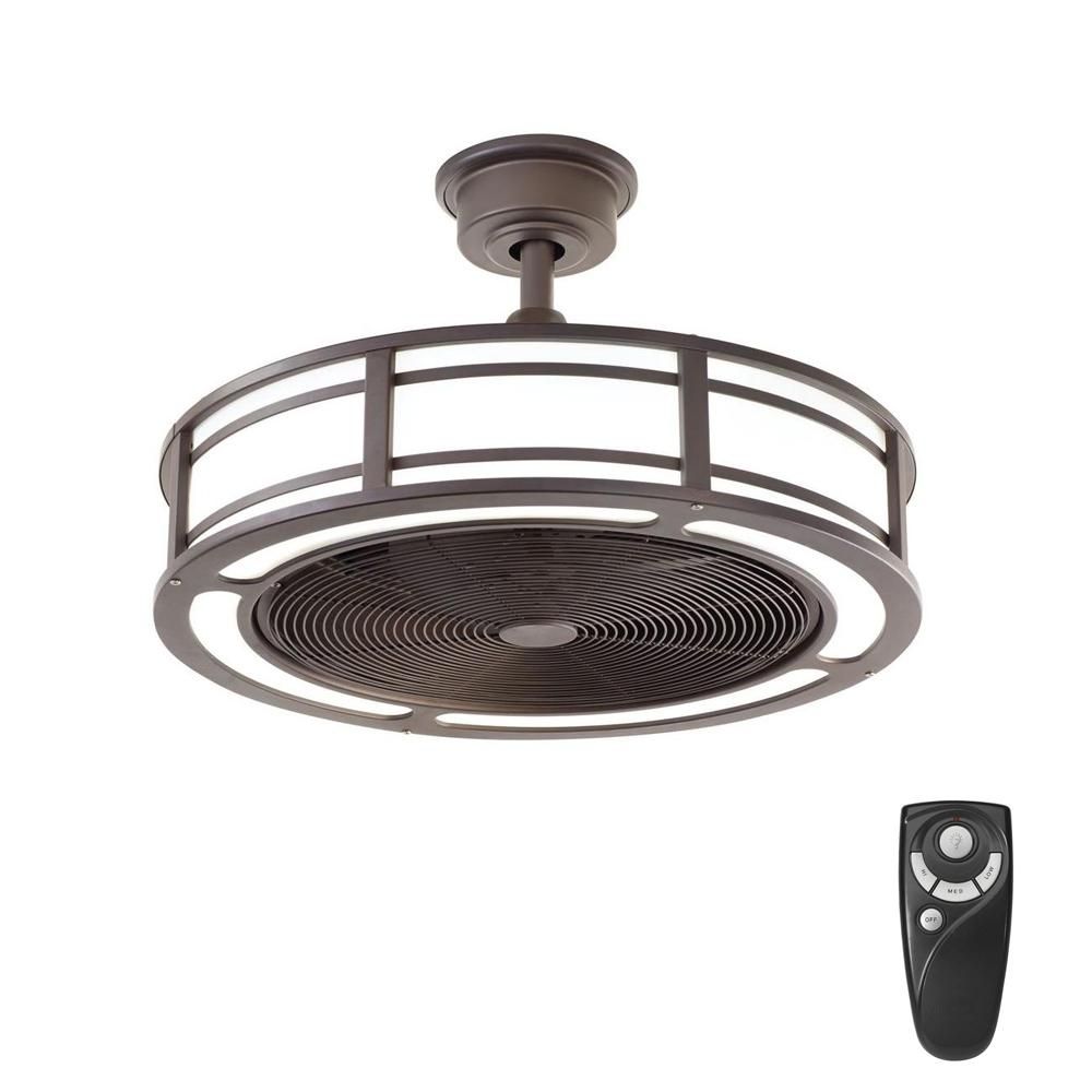 Home Decorators Collection Brette 23 In. Led Indoor/outdoor Brushed For Outdoor Ceiling Fans With Lights At Home Depot (Photo 7 of 15)