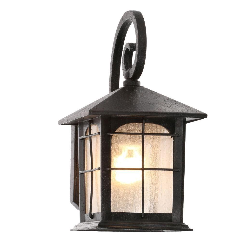 Home Decorators Collection Brimfield 1 Light Aged Iron Outdoor Wall Throughout Outdoor Wall Mount Lighting (View 2 of 15)