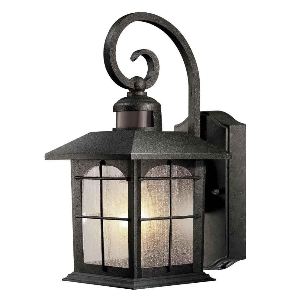 Home Decorators Collection Brimfield 180° 1 Light Aged Iron Motion For Outdoor Wall Light Fixtures With Motion Sensor (View 6 of 15)