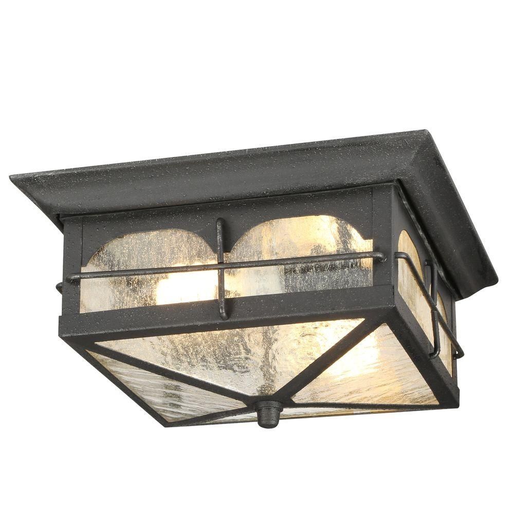 Home Decorators Collection Brimfield 2 Light Aged Iron Outdoor In Outdoor Ceiling Lights (Photo 1 of 15)