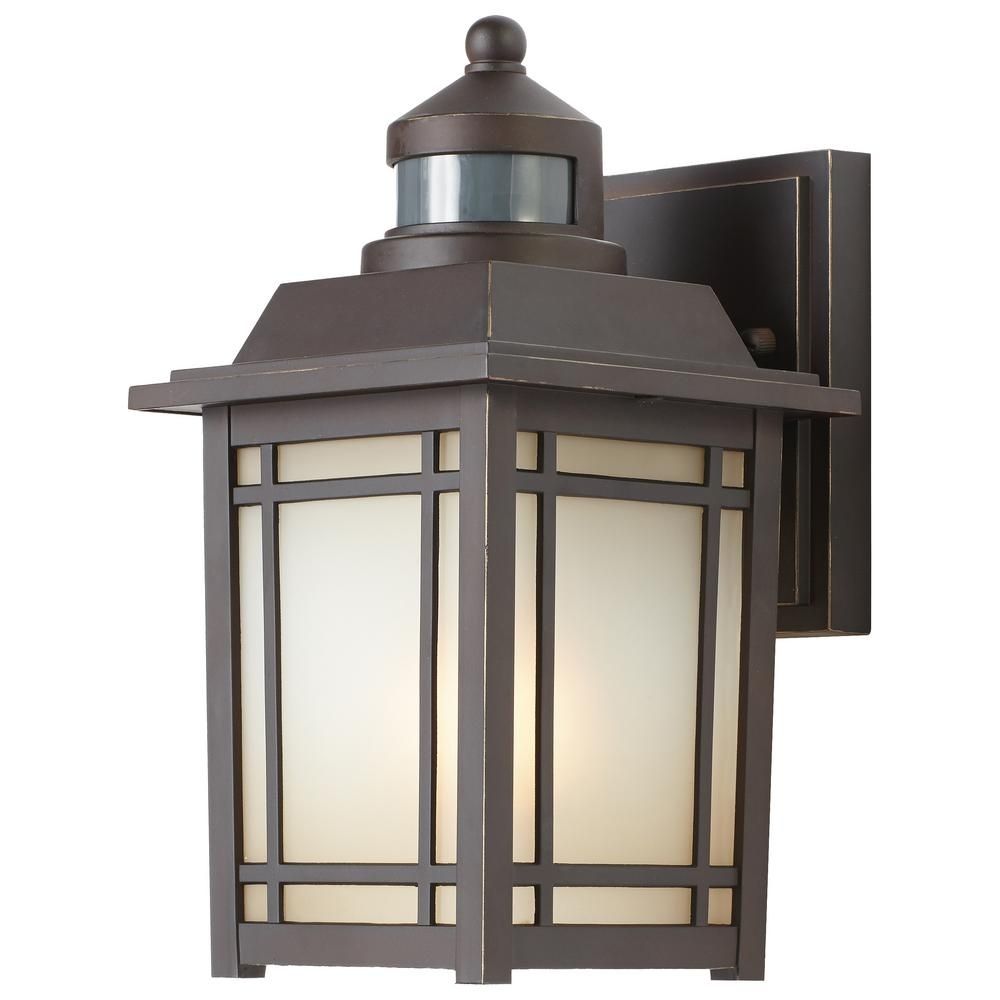 Home Decorators Collection Port Oxford 1 Light Oil Rubbed Chestnut Inside Outdoor Wall Lighting With Motion Sensor (Photo 3 of 15)