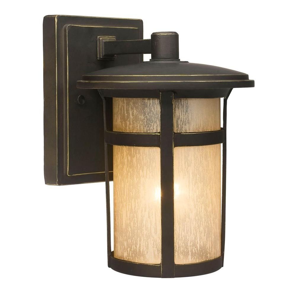 Home Decorators Collection Round Craftsman 1 Light Dark Rubbed In Round Outdoor Wall Lights (Photo 15 of 15)