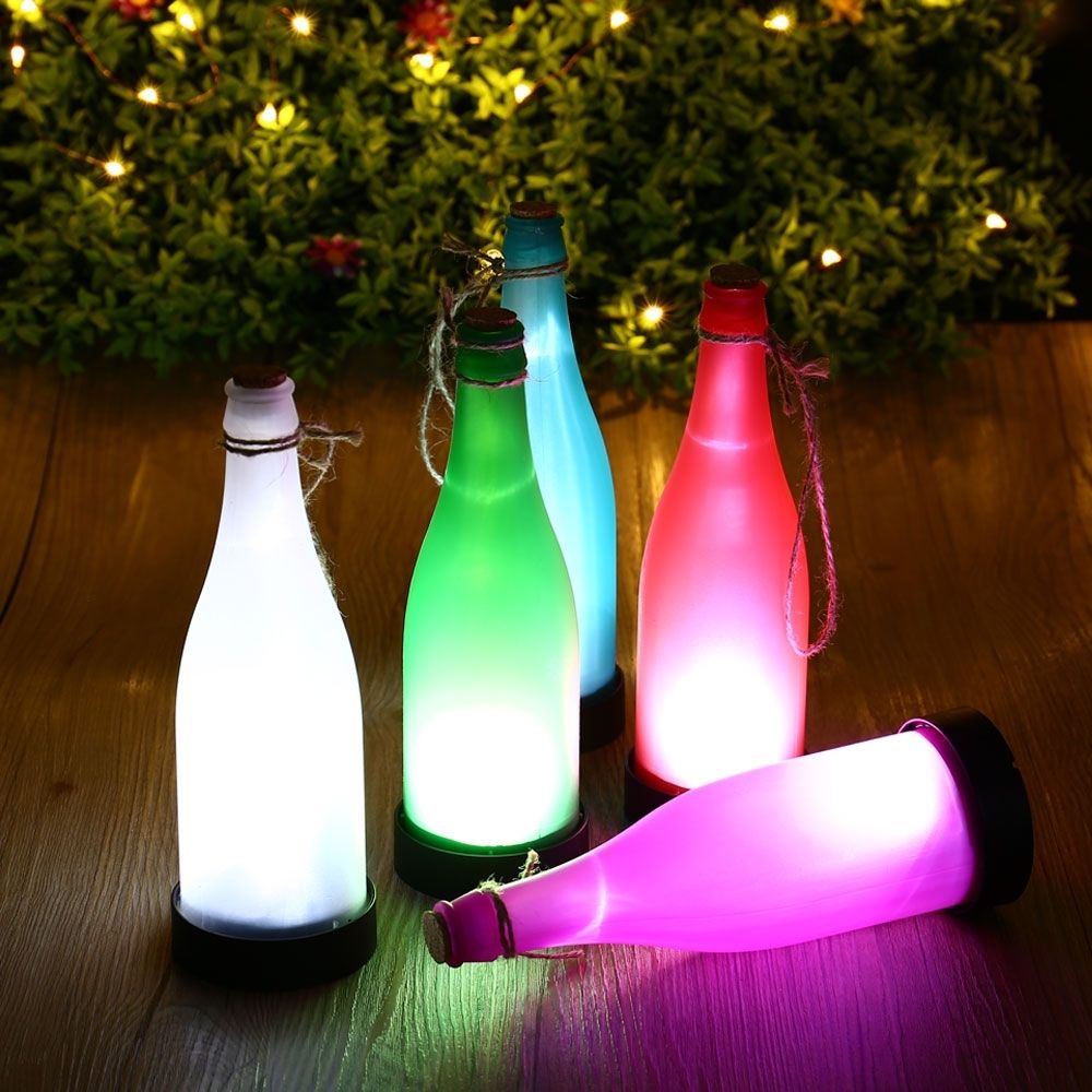 Hot 5pcs Plastic Led Solar Wine Bottle Lights Garden Hanging Lamp Throughout Outdoor Hanging Bottle Lights (View 4 of 15)