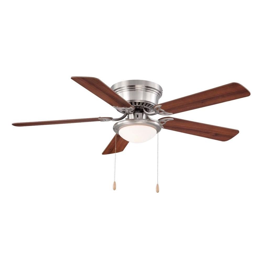 Hugger 52 In. Led Indoor Brushed Nickel Ceiling Fan With Light Kit Inside Outdoor Ceiling Fans With Bright Lights (Photo 8 of 15)