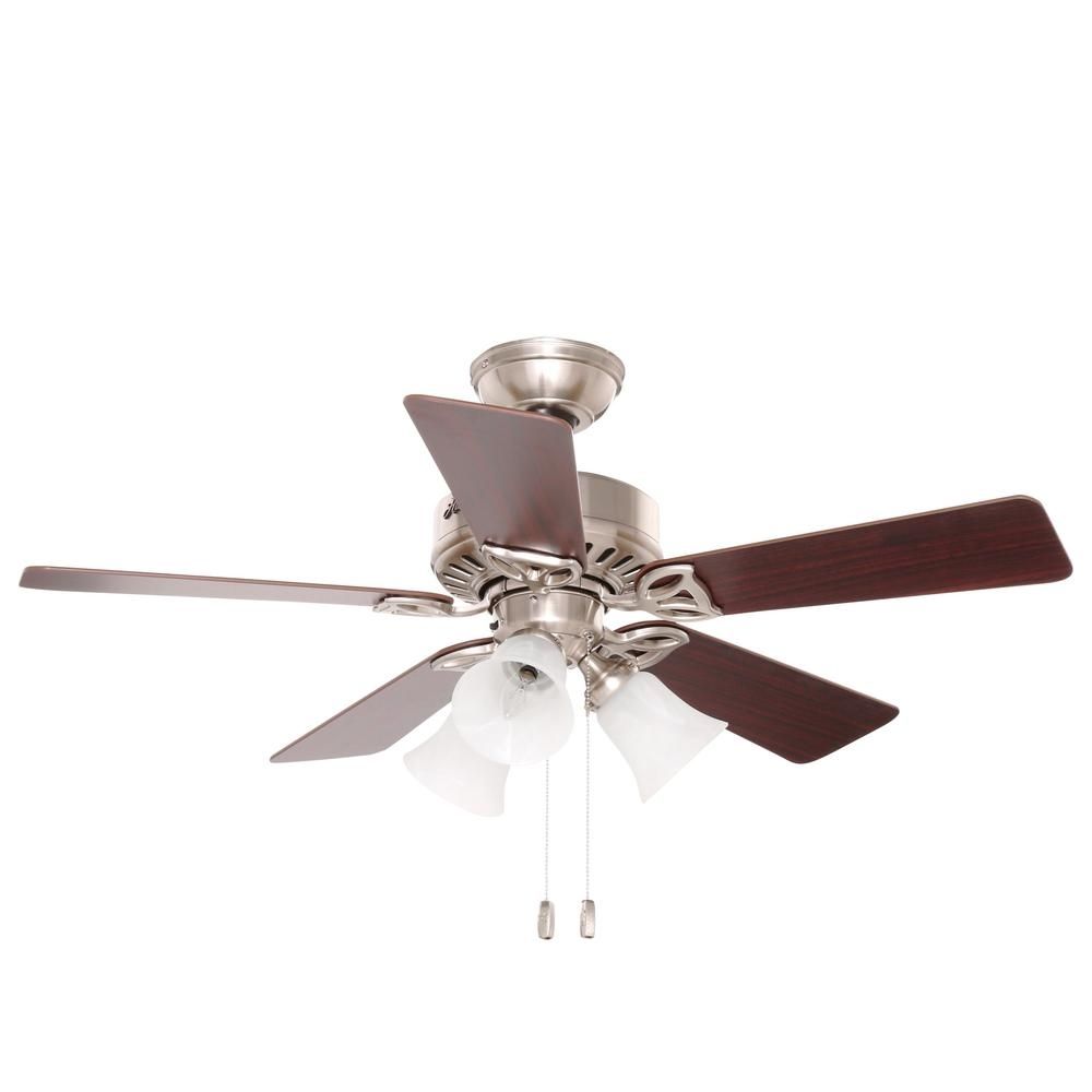 Hunter Beacon Hill 42 In. Indoor Brushed Nickel Ceiling Fan With Throughout Outdoor Ceiling Fan Beacon Lighting (Photo 5 of 15)