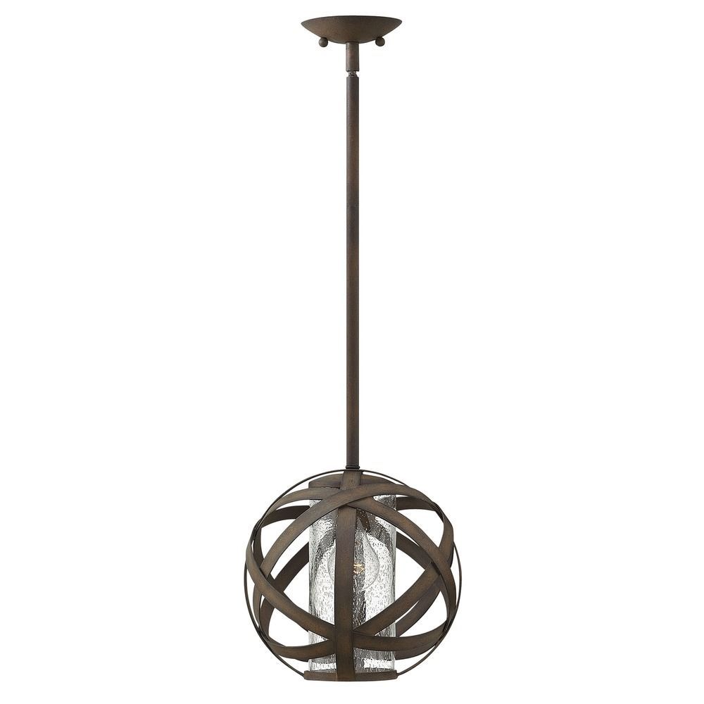 Industrial Vintage Seeded Glass Outdoor Hanging Light Iron Hinkley Pertaining To Hinkley Outdoor Hanging Lights (Photo 3 of 15)