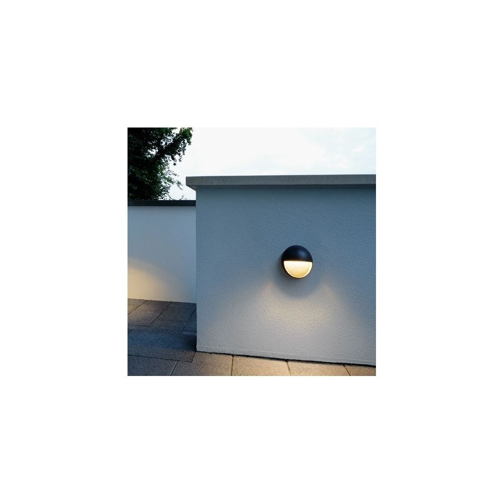 Intalite 230862 Anthracite Led Downunder Round Warm White Outdoor Intended For White Led Outdoor Wall Lights (Photo 11 of 15)