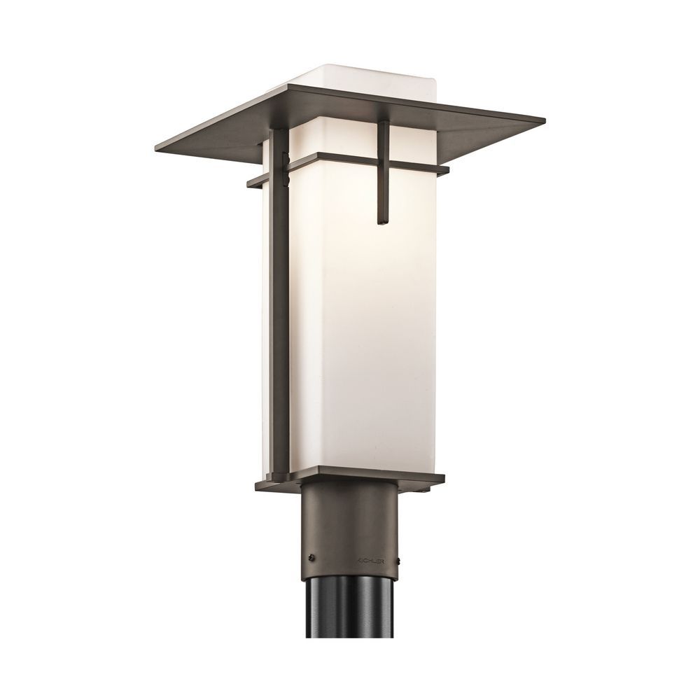 Kichler Modern Post Light With White Glass In Olde Bronze Finish With Regard To Contemporary Outdoor Post Lighting (View 3 of 15)
